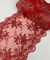 Red Floral Embroidered Lace Table Runner by the Yard, 14" Wide Sequin Mesh Lace Trim with Scalloped Edges